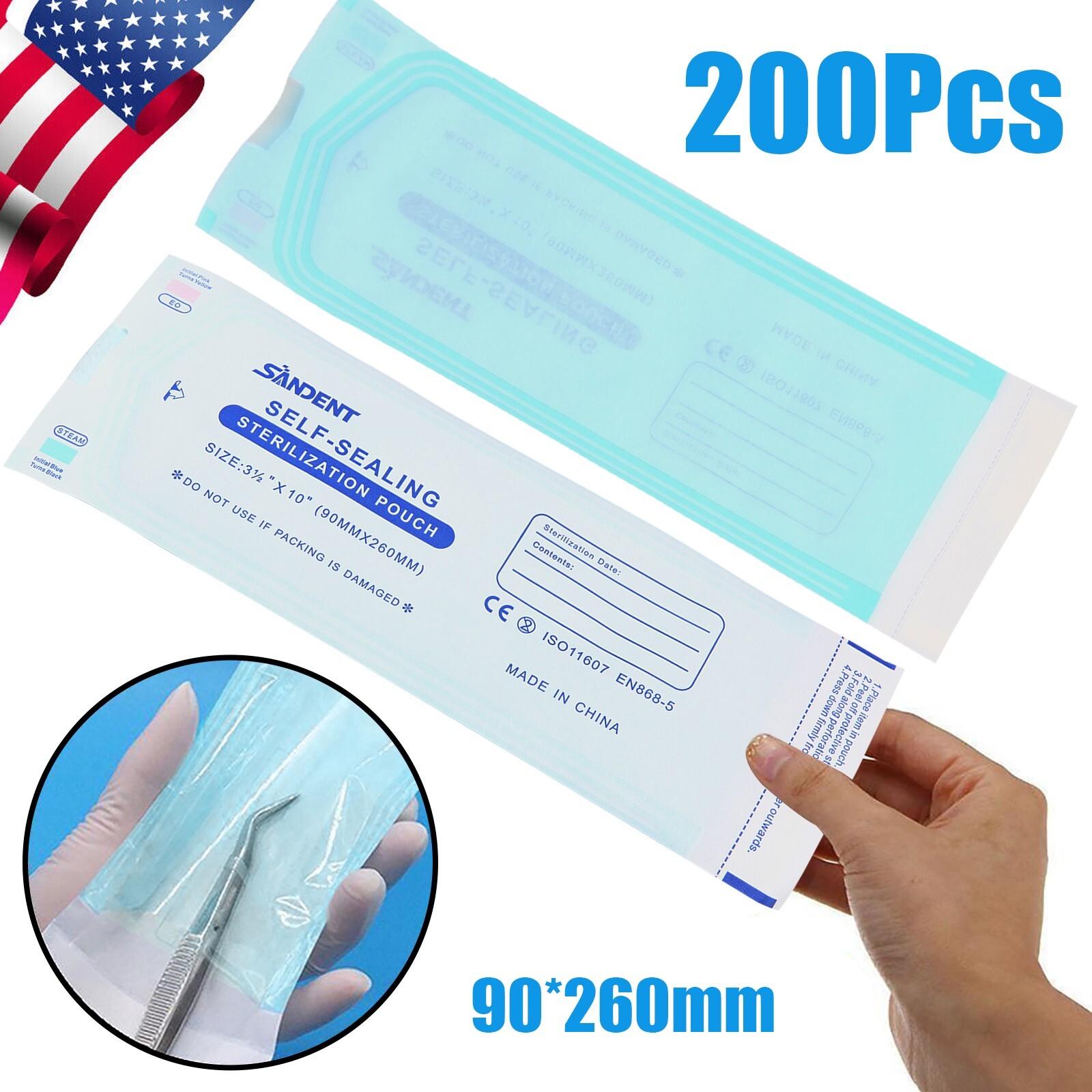 3.5″ X 10″ Self Sterilization Pouches Autoclave Pouch,Sterilizer Bags Dental 200