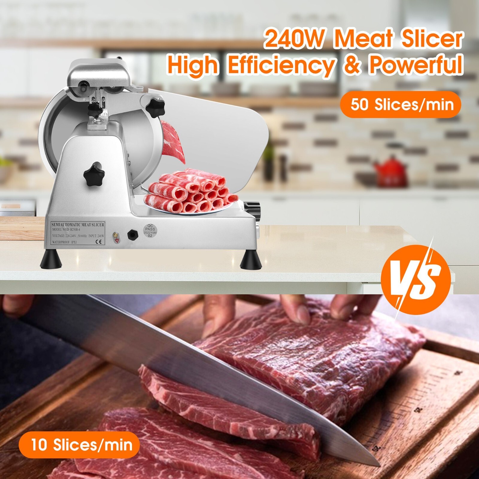 10inch Commercial Meat Slicer 240W Electric Frozen Meat Cheese Food Slicer New