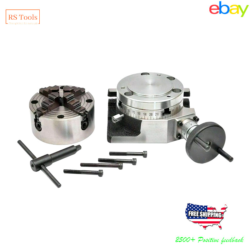 Rotary Table 4″/100mm With 100mm 4 JAW Independent Chuck USA RSTOOLS