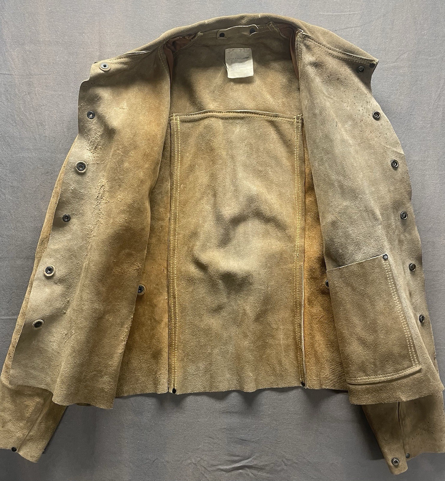 Vintage Weldmark Cowhide Leather Welding Jacket Brown Size L Back Buckle
