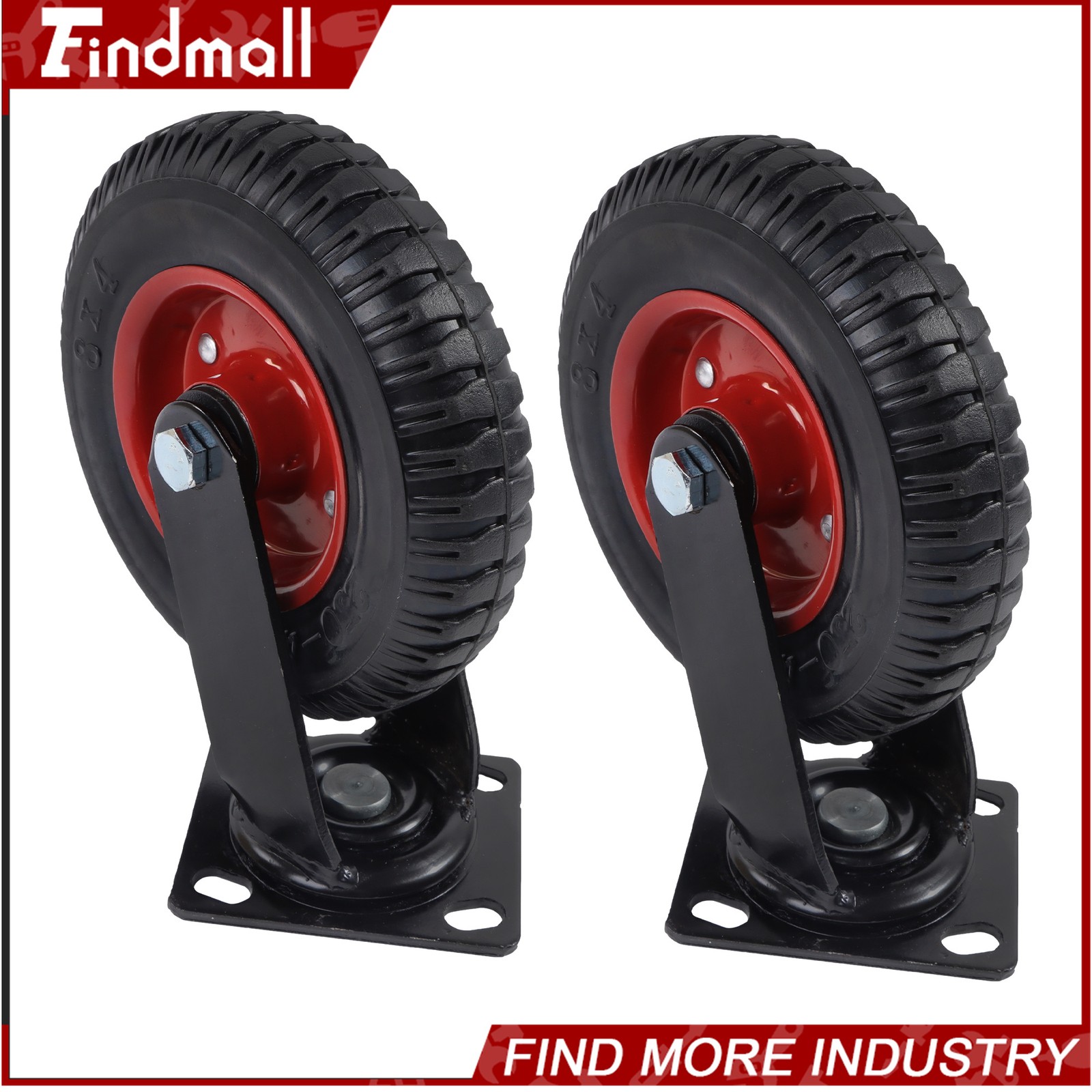 Findmall 8 Inch 4 Pack Heavy Duty Swivel Caster Wheels 2 Swivel And 2 Fixed