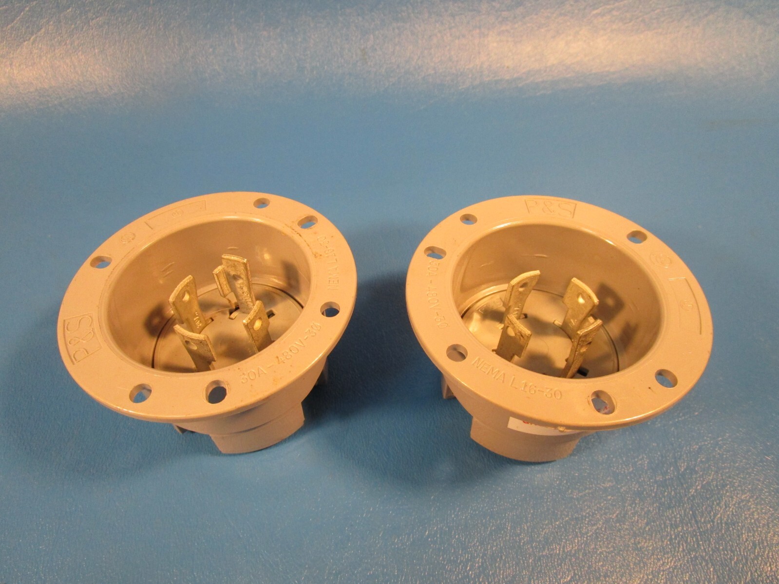 LOT OF 2 P &S NEMA L16-30, PLUG, 30A-480V-30, FLANGED INLET MALE PLUG