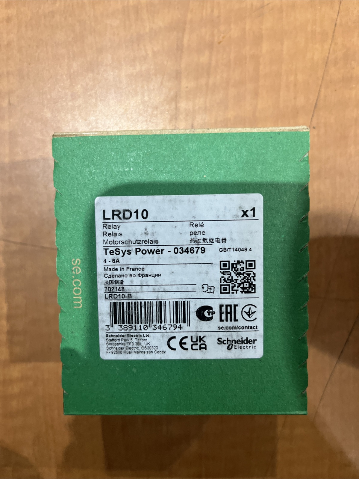 🔥Schneider Electric Relay LRD10C 4-6A. Factory Sealed. Free Shipping🇱🇷