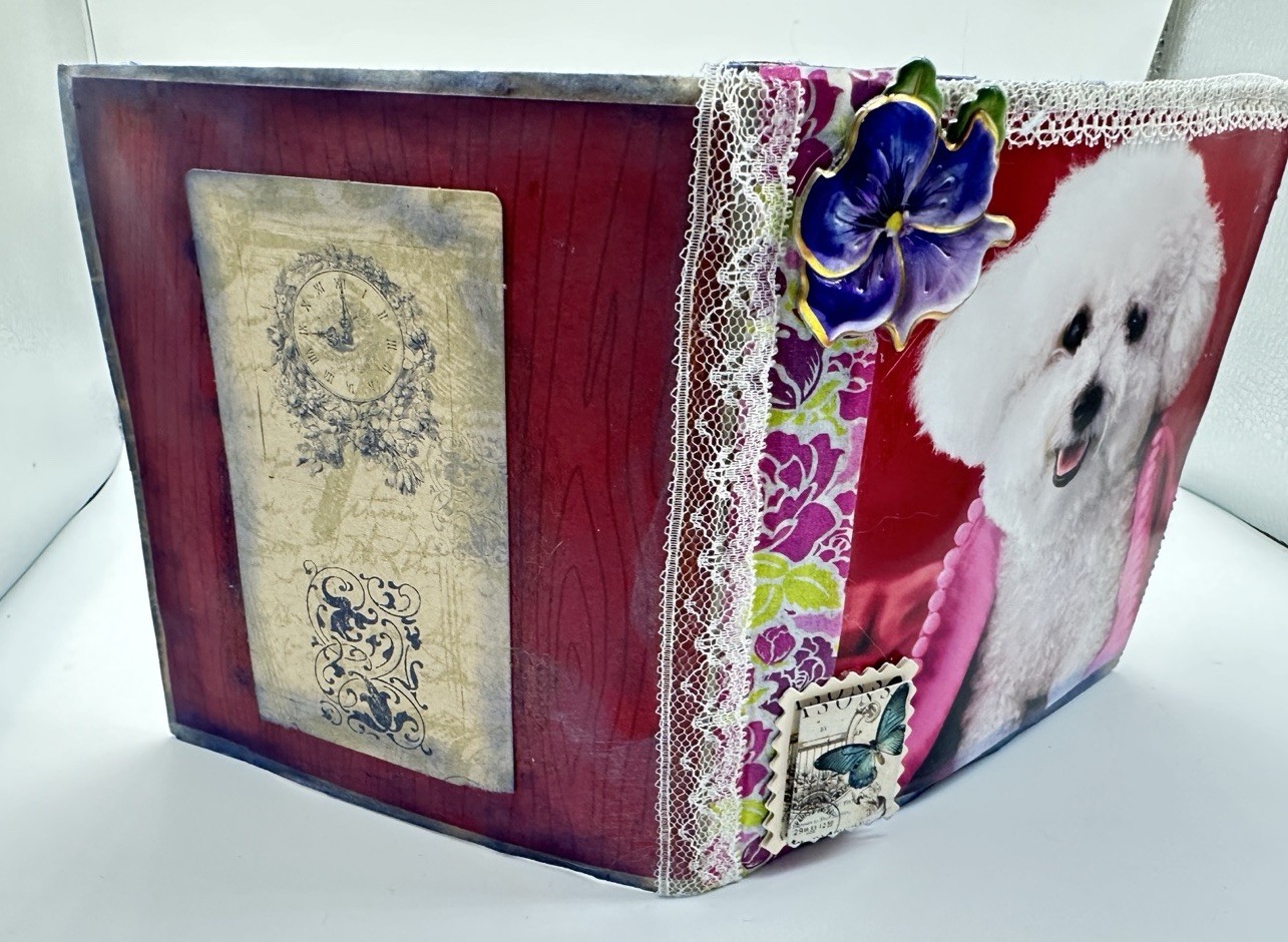 Hand Made Junk Journal 6×5 Inches Puppies Themed. Medium Is Brown Paper Bags