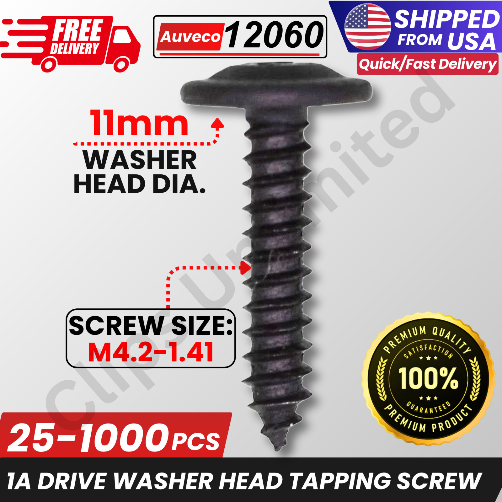 M4.2 x 20mm Drive Washer Head Tapping Screw 1A for Black GM 11501884, 12060 Bulk