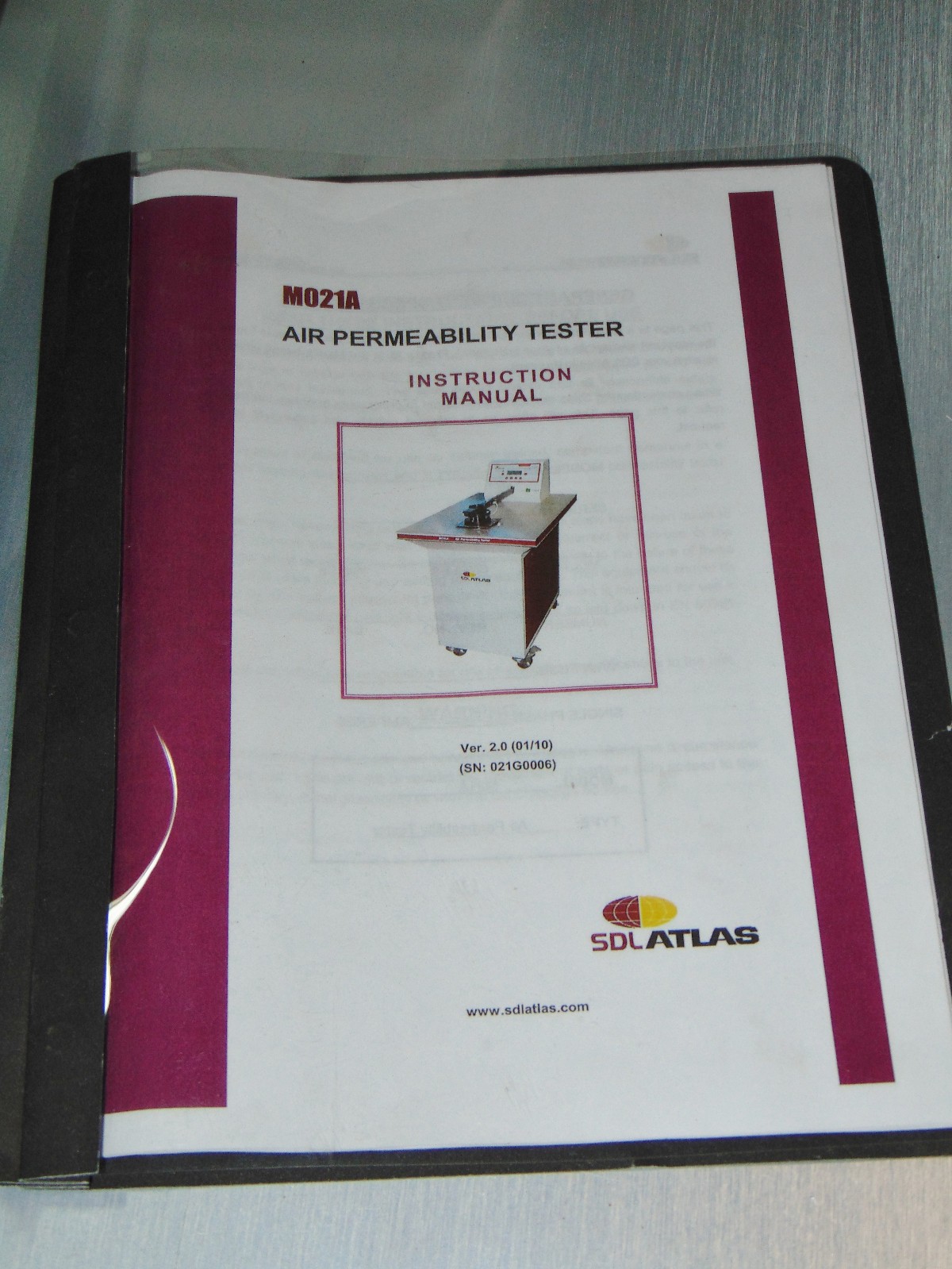 SDL Atlas M021A AirPerm Air Permeability Tester for Textiles Fabric Paper