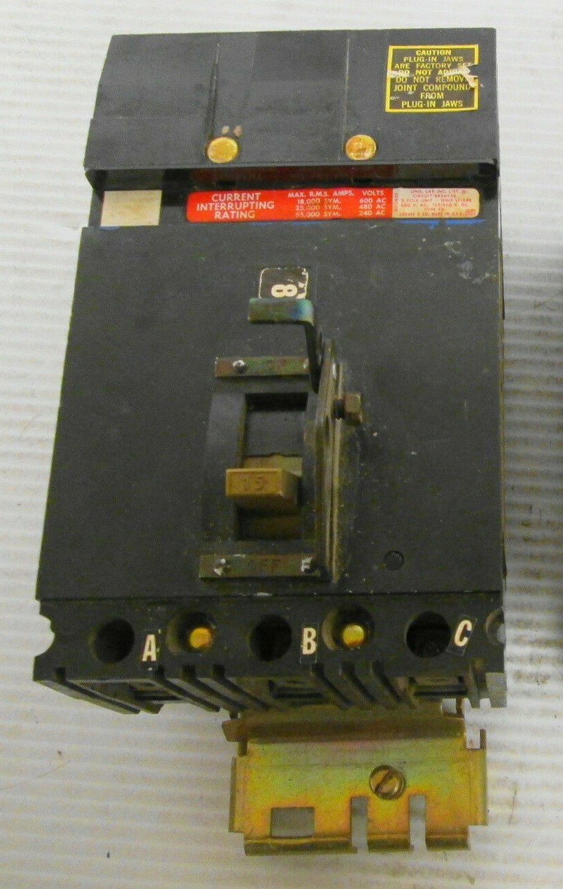 Square D FH-36015 Type FA Circuit Breaker 15A 3P 600VAC 125/250VDC