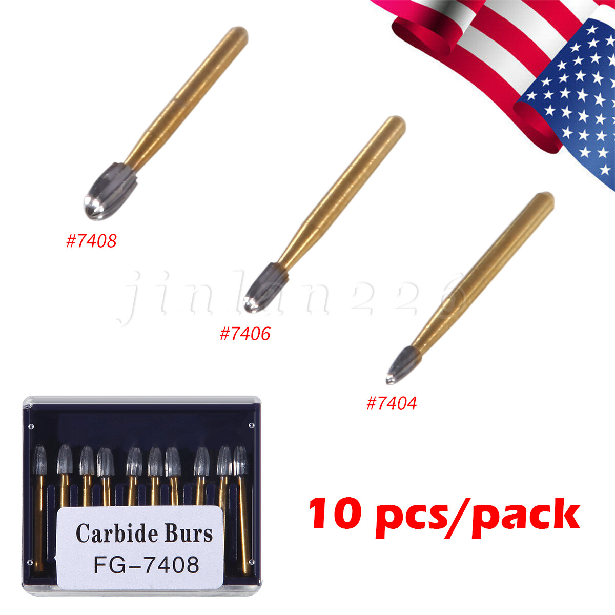 Dental Carbide Burs Trimming Finishing Polishing Egg Football FG 7404 7406 7408
