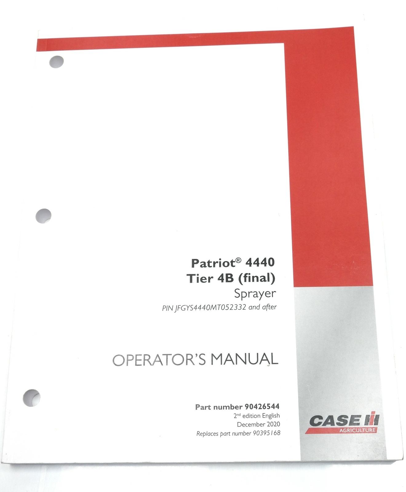 Case IH Patriot 4440 Tier 4B (Final) Sprayer 90426544 2nd Edition Dec 2020 PIN J