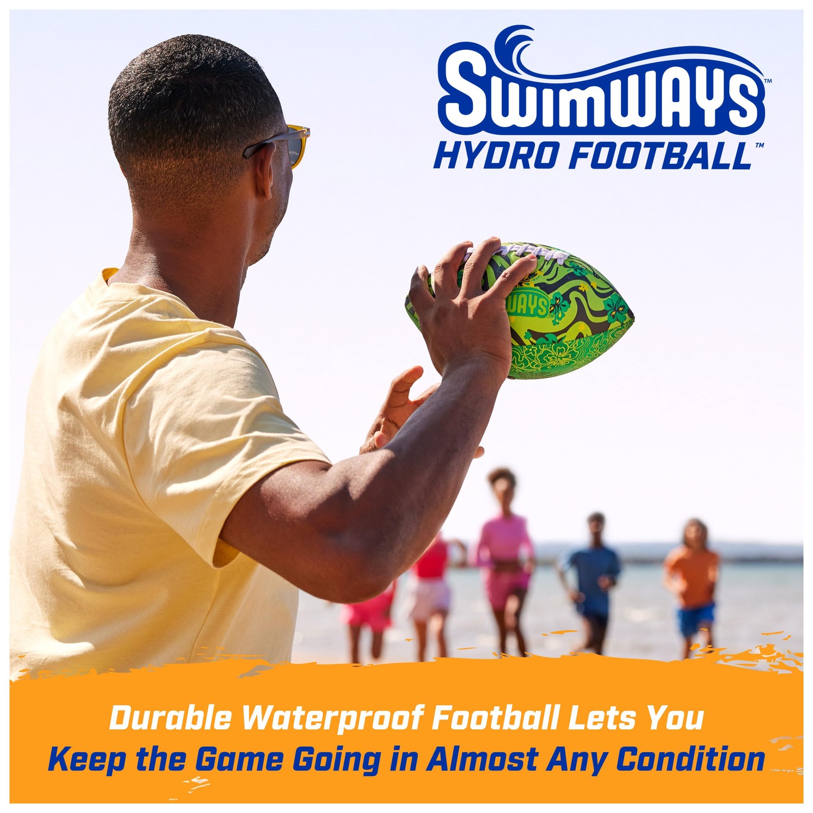 SwimWays Hydro Waterproof Football, Outdoor Games for 1, Blue (New Version)