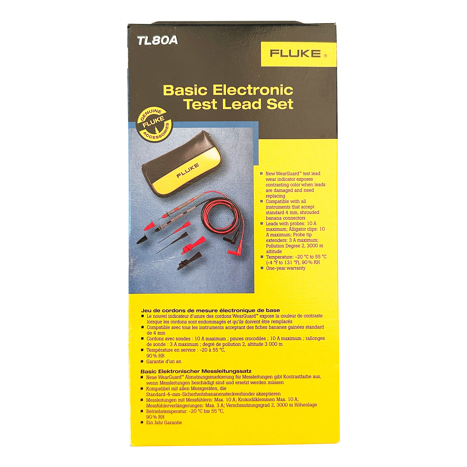 Fluke TL80A Basic Electronic Test Lead Kit CAT II 300 V with C75 Soft Bag