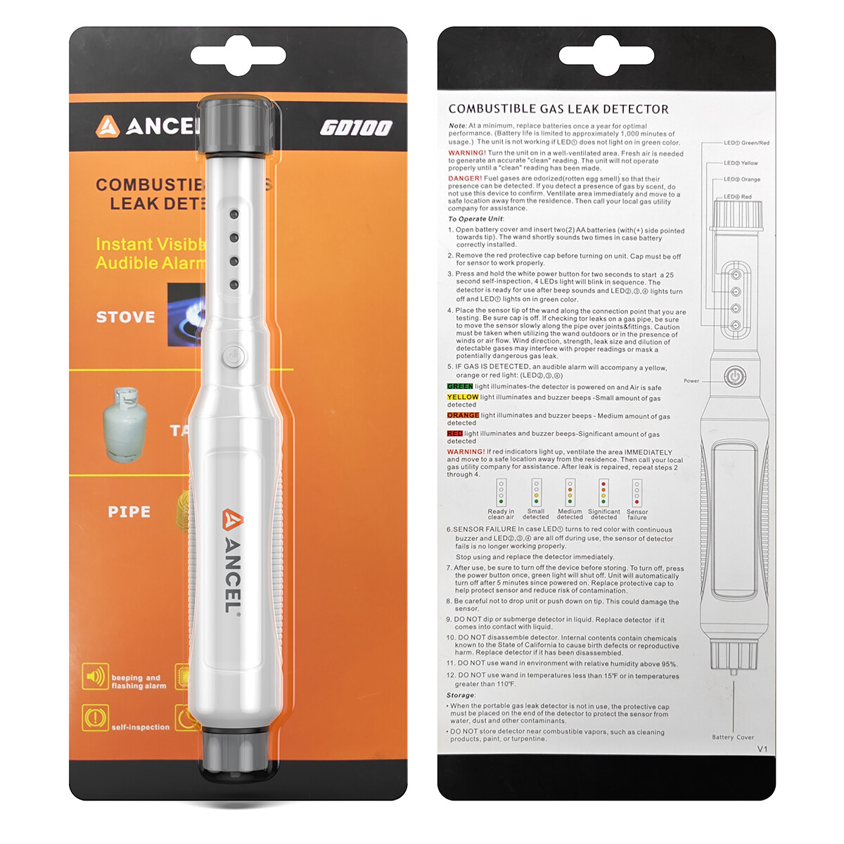 Natural Gas Leak Detector Handheld Methane Propane Combustible Gas Detector Pen