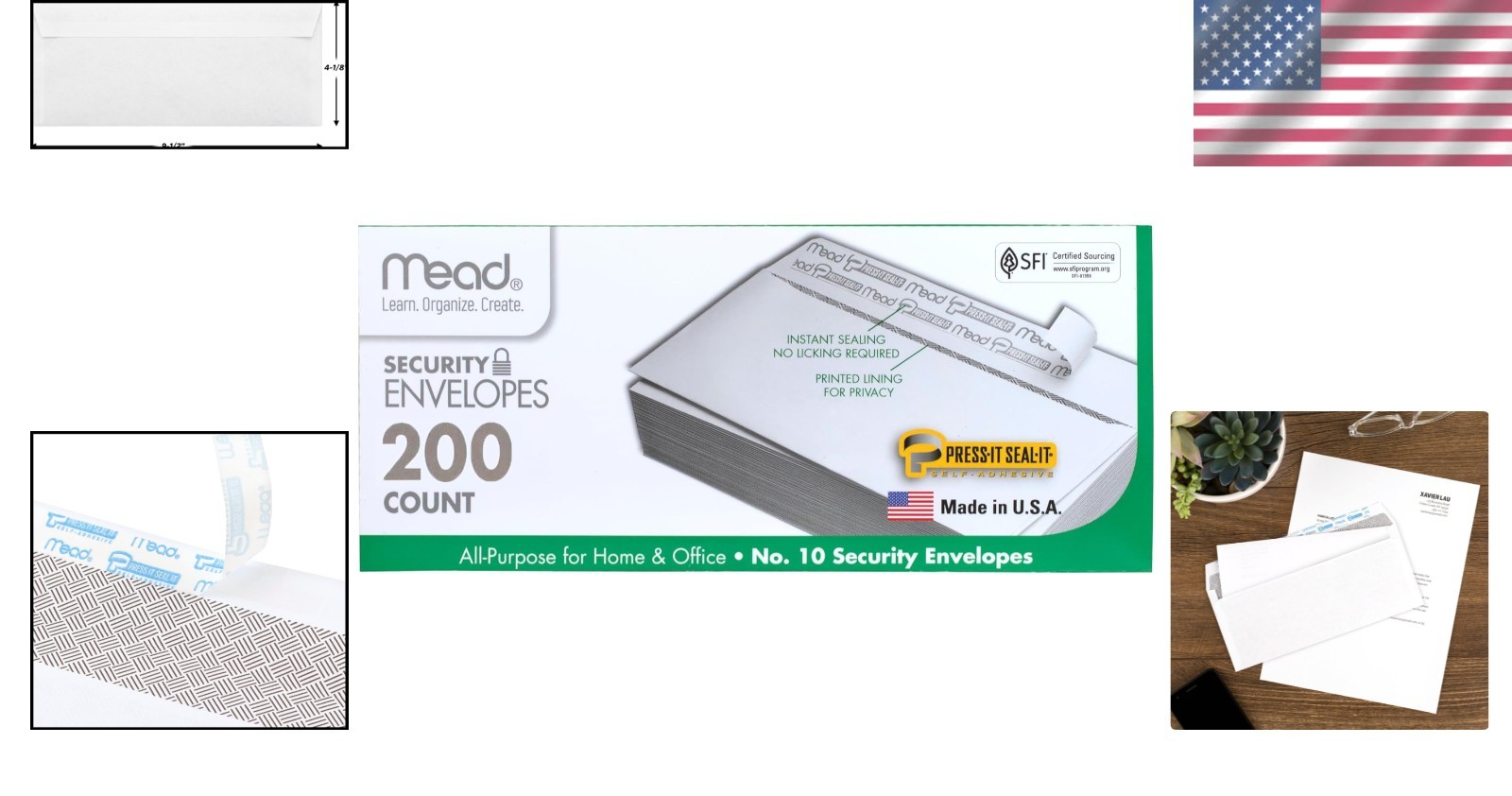 All Purpose Security Envelopes 200 Count Self Adhesive 4.125 x 9.5 Inches