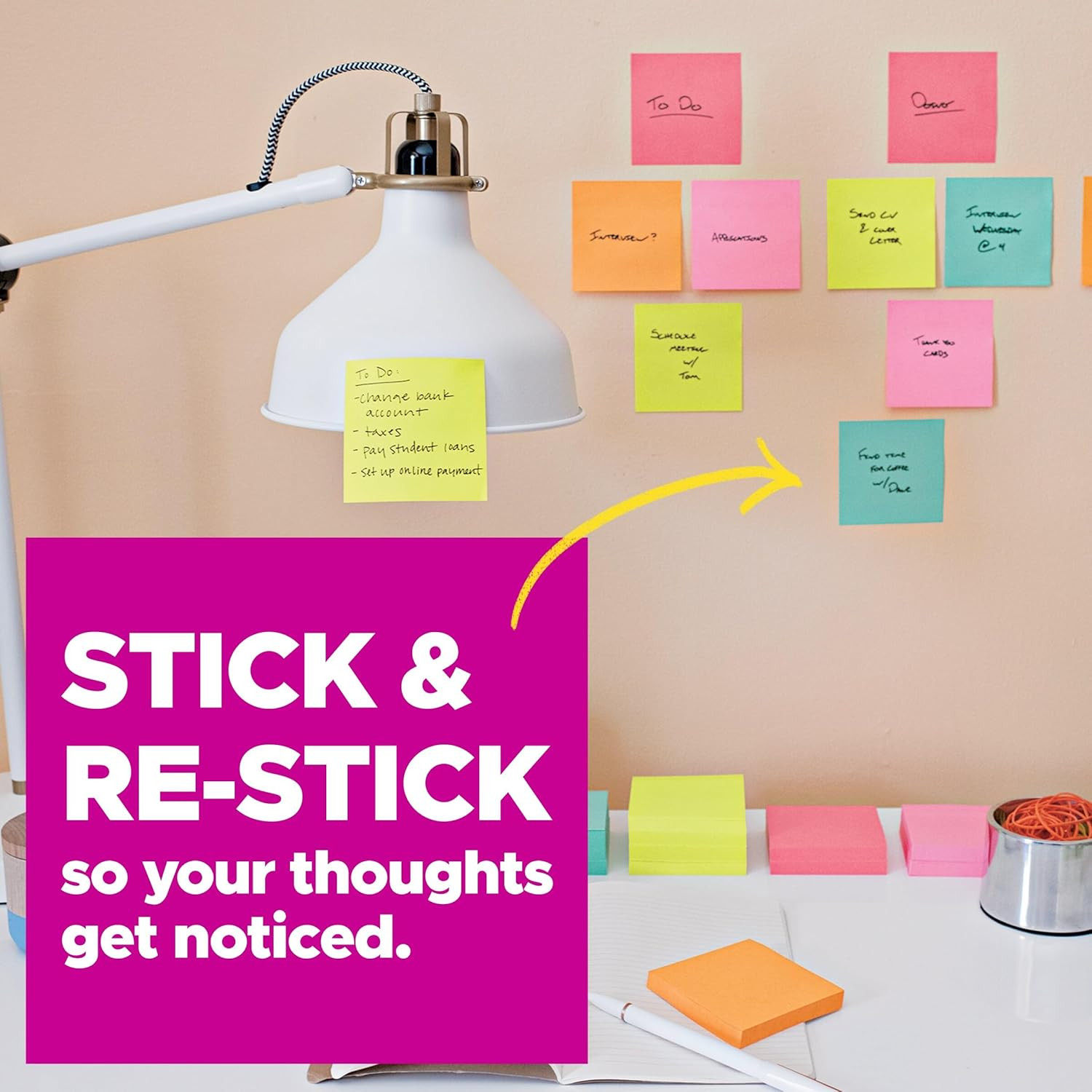 Post-It Super Sticky Notes, 3 X 3 In, Neon Fizz, 6 Pads, 70 Sheets/Pad | School