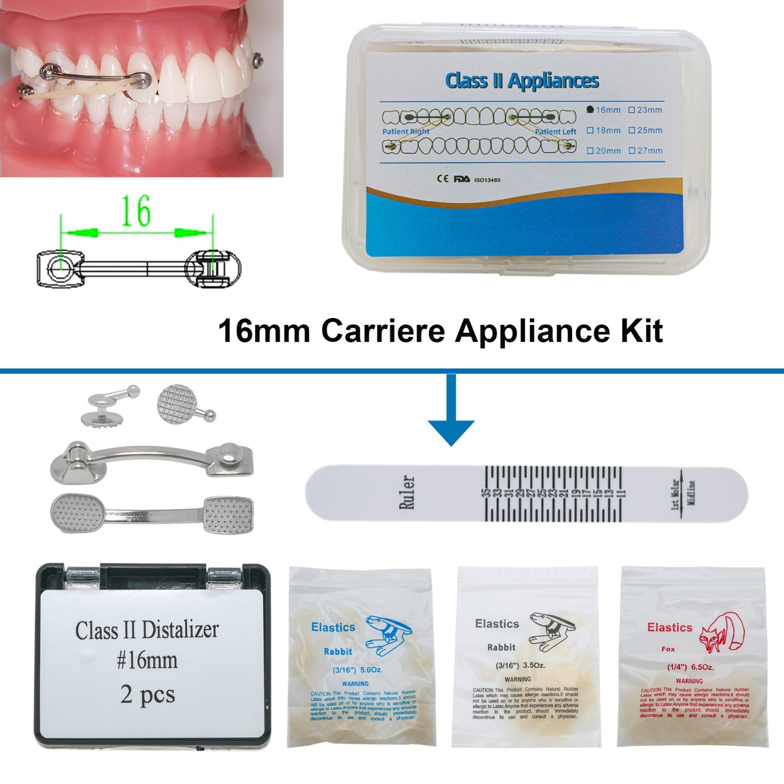 Class II Orthodontic Carriere Bondable Appliance Correction Distalizing Bars Kit