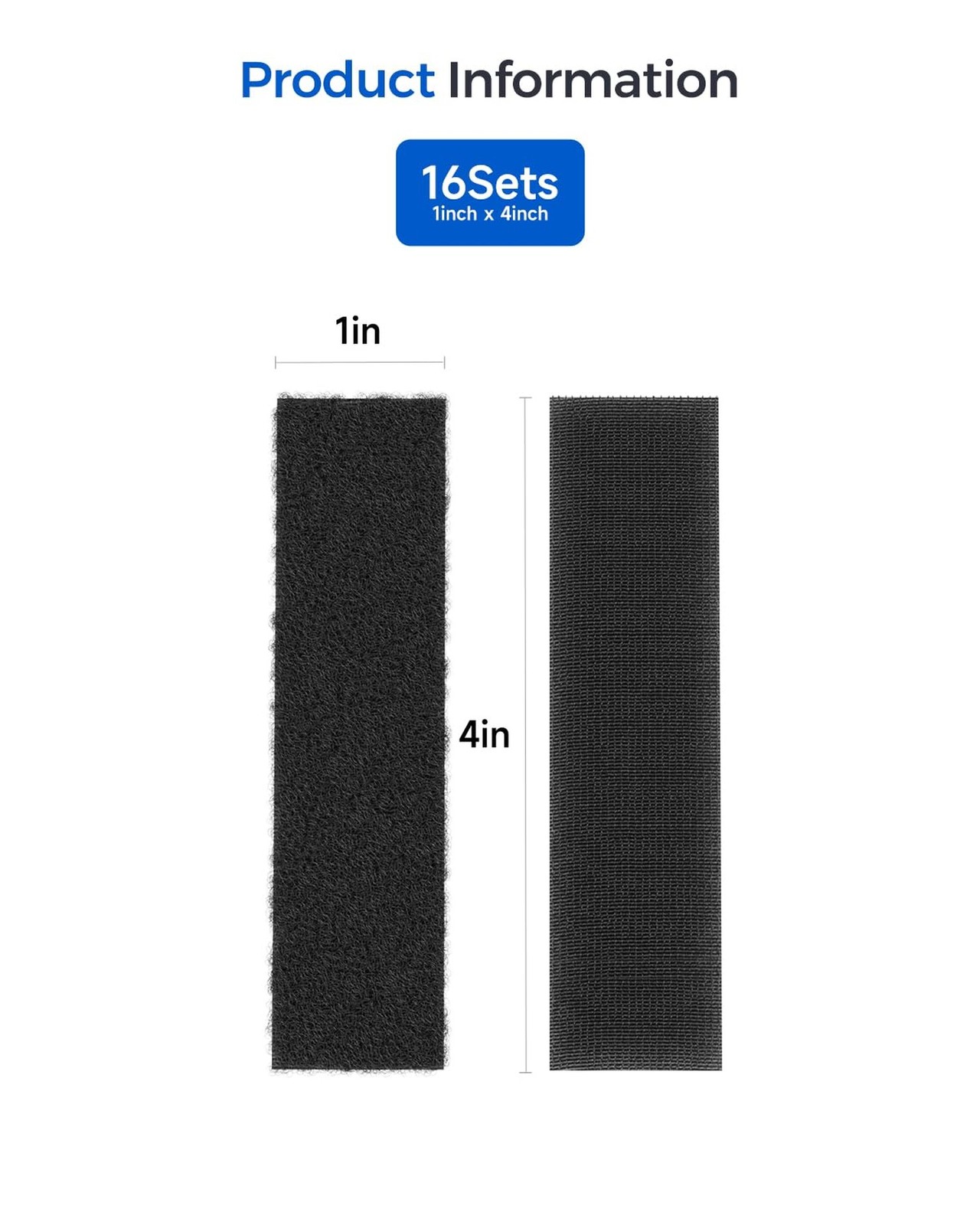 16 Sets 1×4 Inch Industrial-Grade Hook and Loop Strips with Adhesive, Strong …