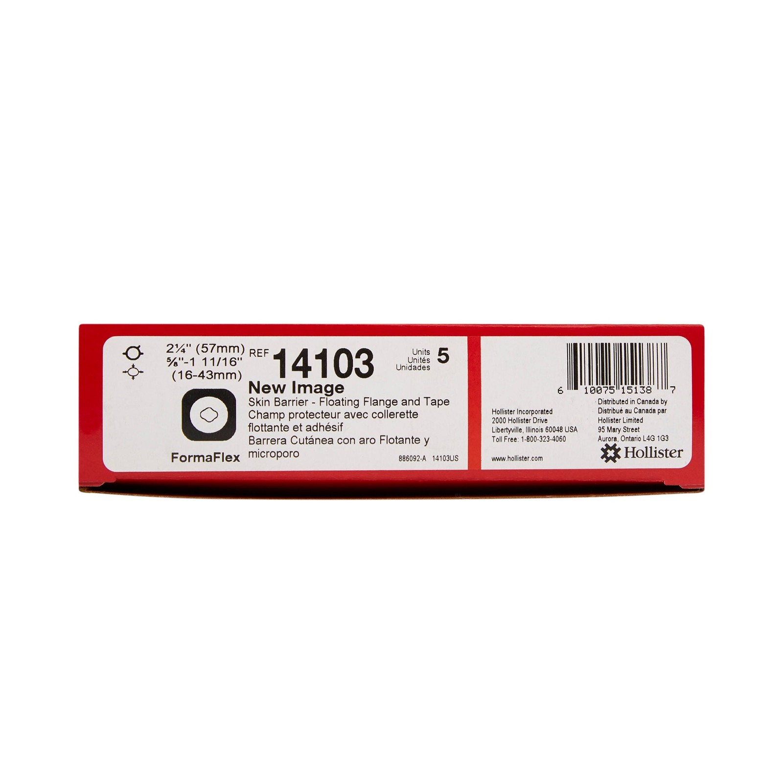 Hollister Moldable Extended Wear Ostomy Barrier 57 mm Flange 5 per Box