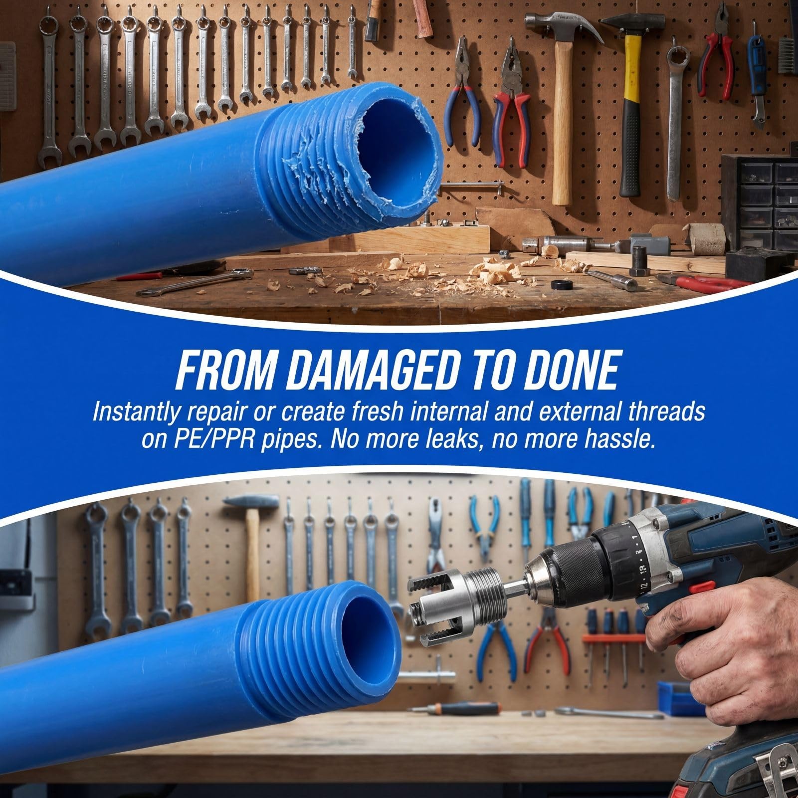 3Pcs Integrated Internal & External Pipe Threading Tool, ‎1/2″+ 3/4″+1″