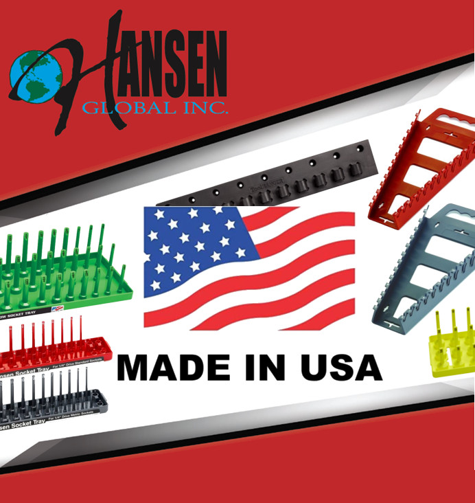 Hansen 6pc Socket Organizer Tray Rack Holder Metric SAE 1/4″ 3/8″ 1/2″ Green