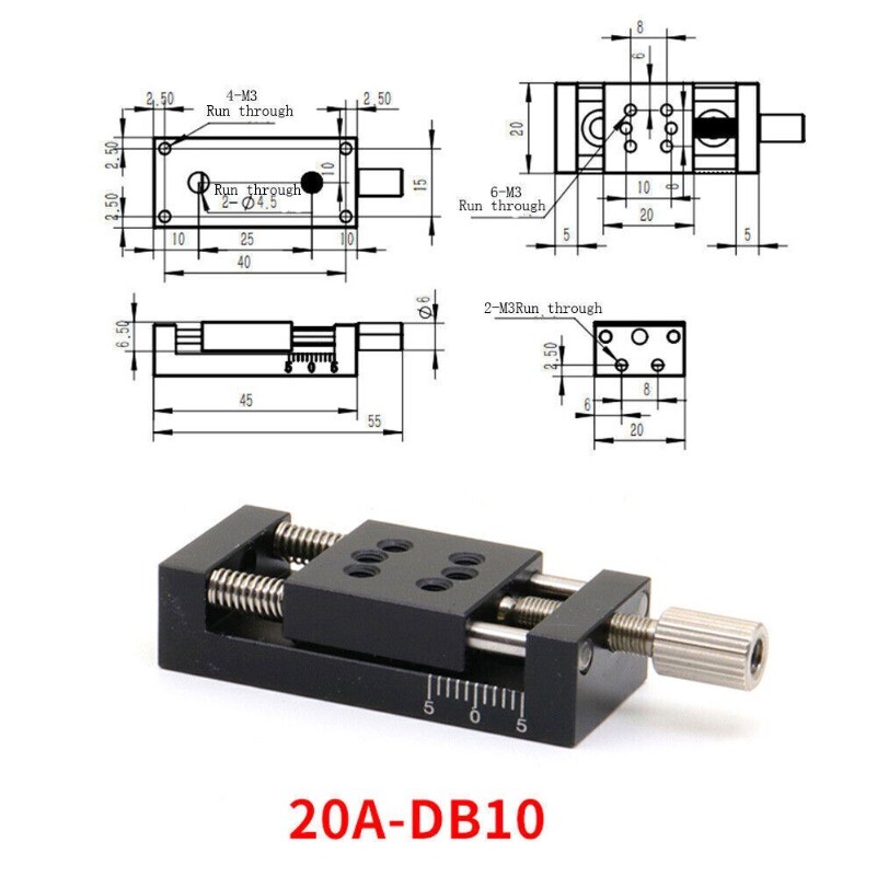 X-axis 20/40/60/80A-DB10-120 Manual Linear Stage Translating Displacement Stage-