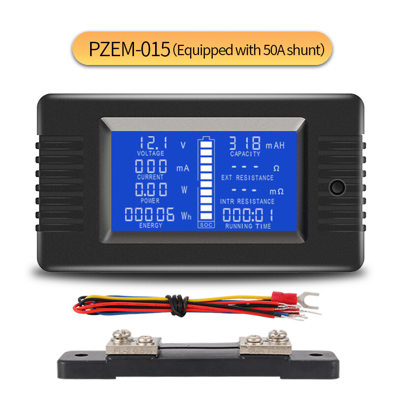 DC 0~200V 0~300A 9 in1 Power Panel Meter Voltage Capacity Impedance Energy SOC