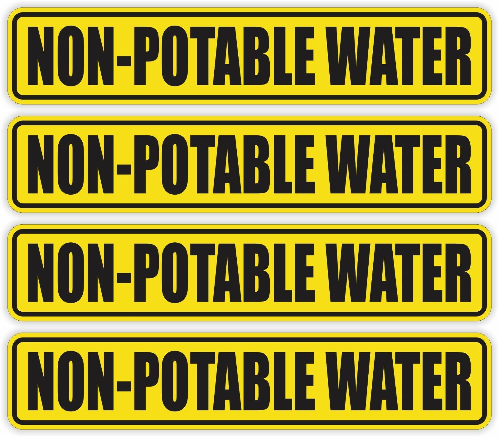 (4x) NON-POTABLE WATER Vinyl Stickers | Decals Labels Pipemarkers 1.25×6.25
