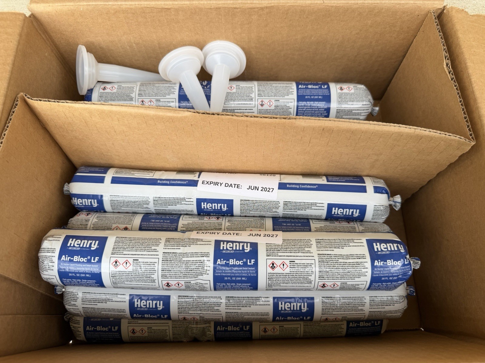 12 Tubes of Henry Air-Bloc LF LIquid Applied Membrane 20oz. Sausage Tubes