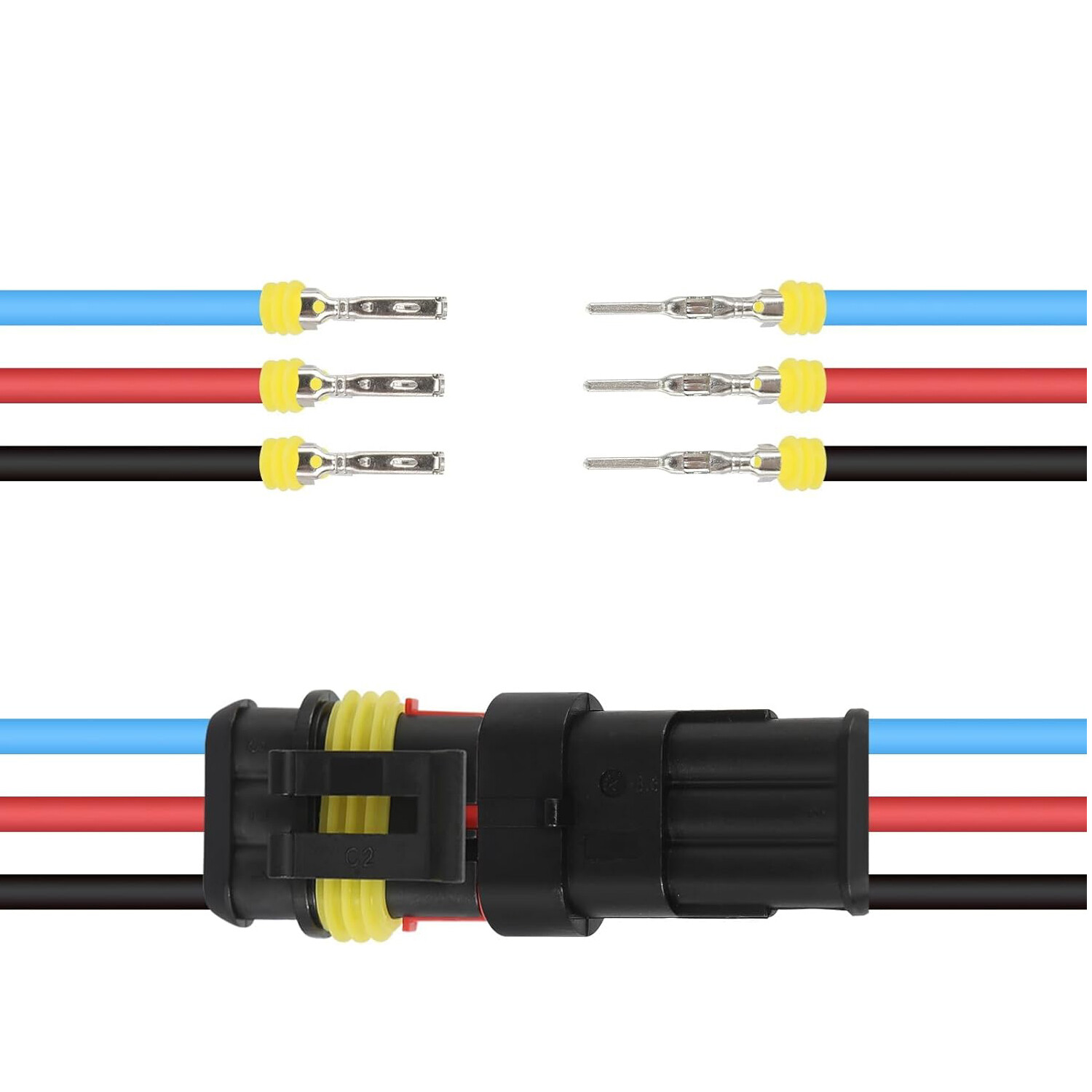 Car 1 2 3 4 5 6 Pin Superseal Waterproof Electrical Terminal Wire Connector Plug