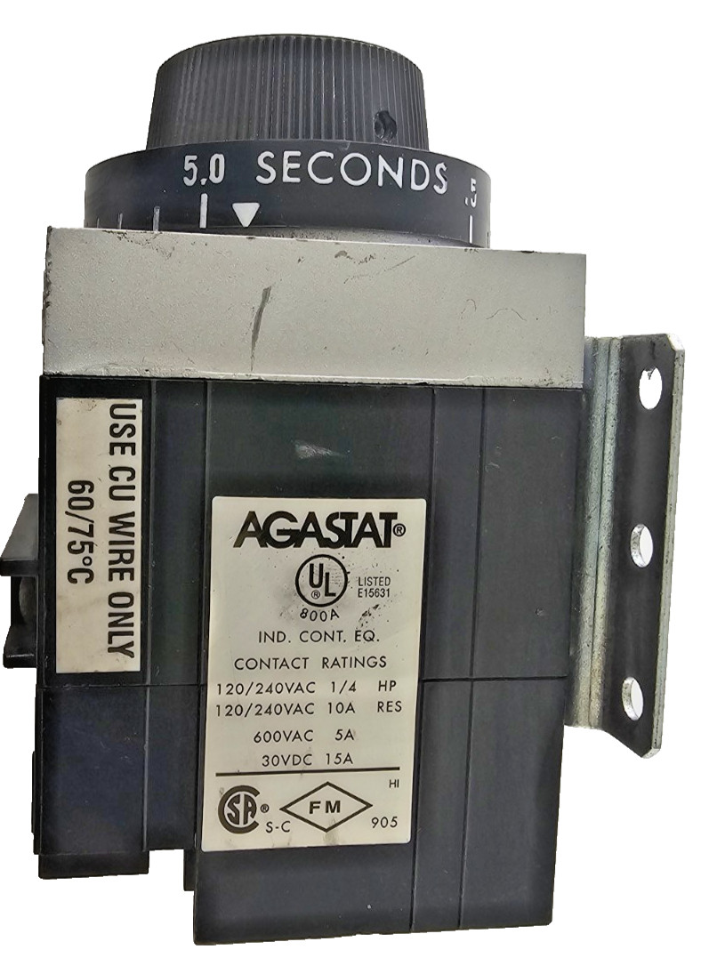 Agastat 7022PB Timing Relay 0.5-5 Seconds 125VDC DPDT 10A -30°C to 75°C