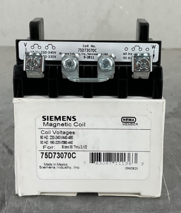SIEMENS 75D73070C STARTER AND CONTACTOR COIL SZ00-2-1/2 220-480VAC NEW