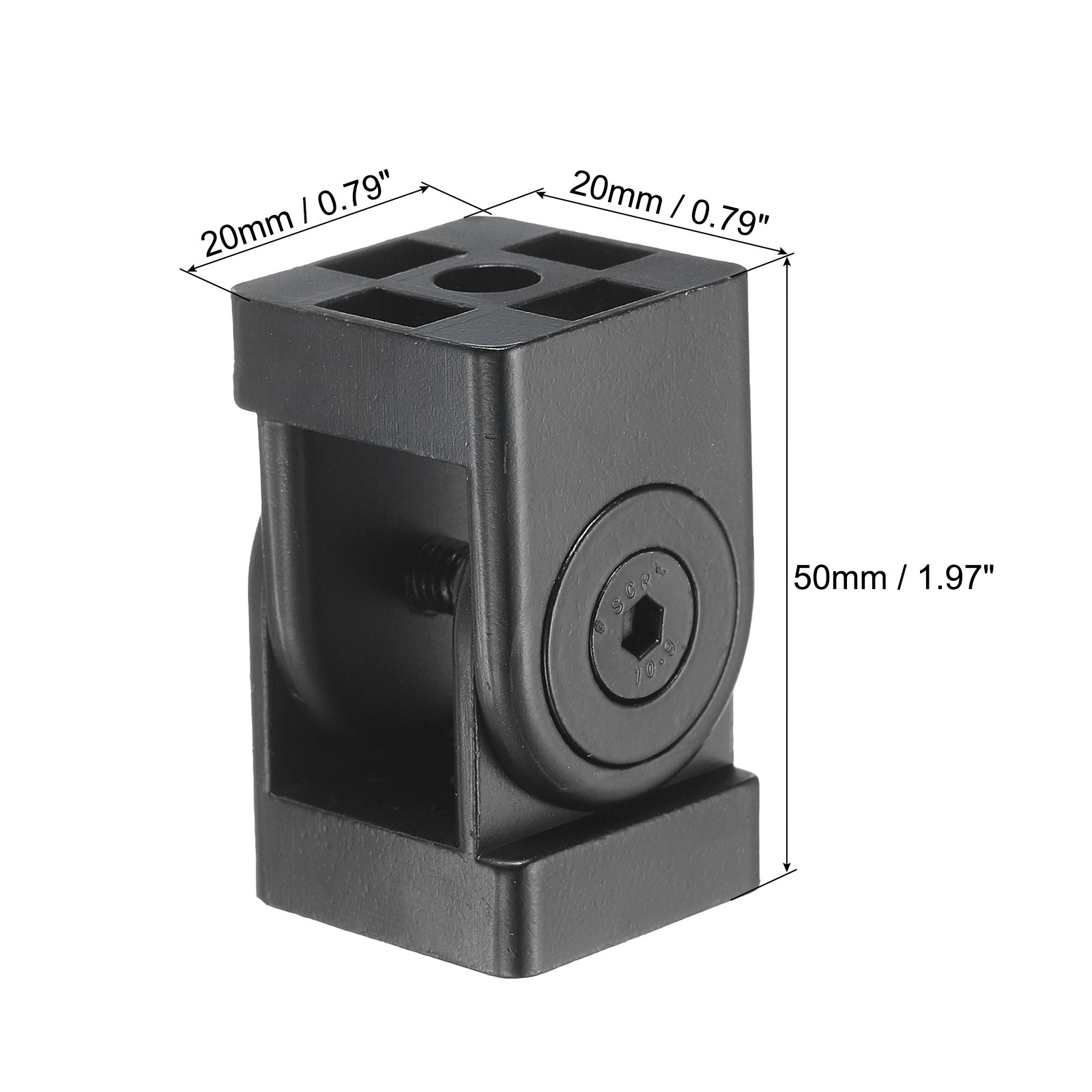 2Pcs Die-Cast Aluminum Pivot Joint with M8 Screws Aperture 8mm Black