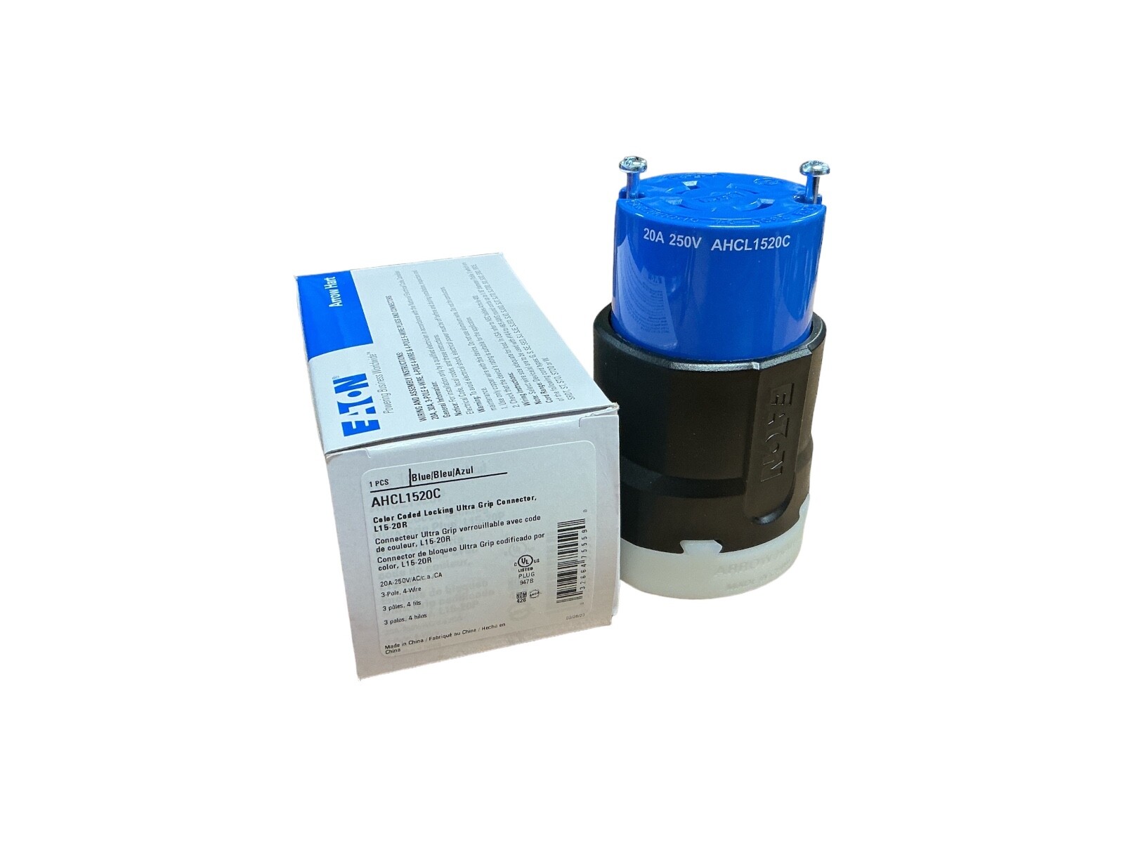 Eaton AHCL1520C Industrial Locking Connector L15-20 20A 250V 3P 4W Blue/Black