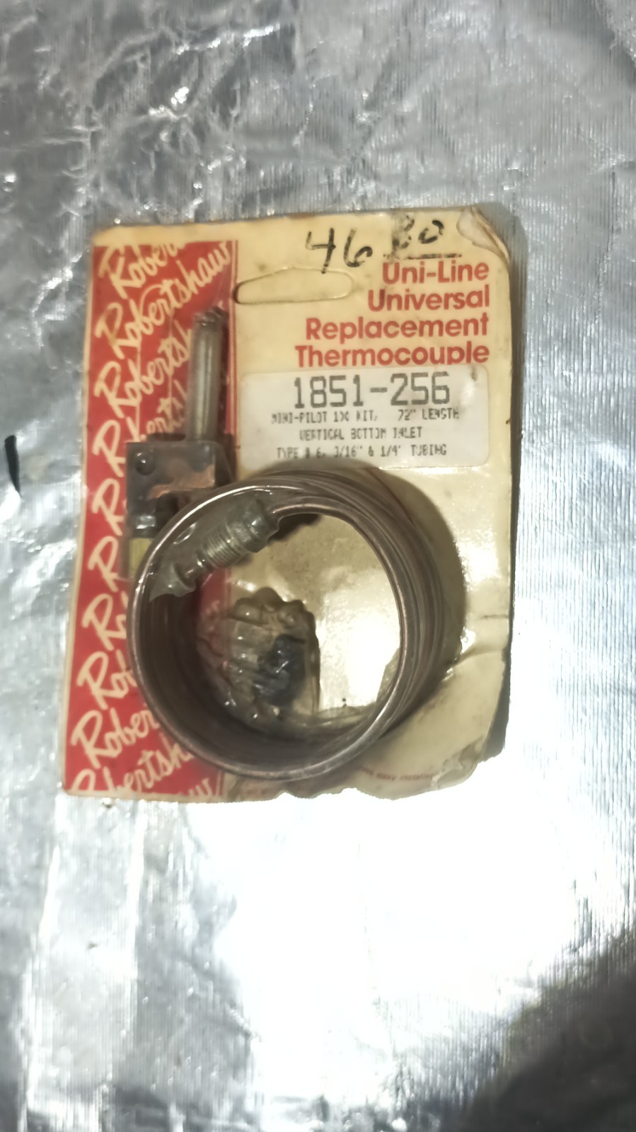 Robertshaw Replacement Thermocouple 1851-256 Copper 72in Universal