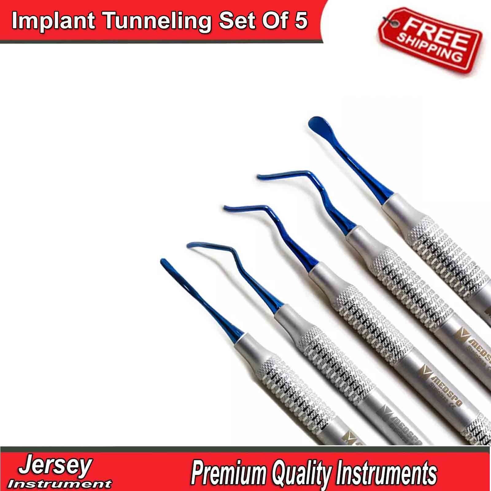 Dental Implant Surgery Tunneling Set Of 5 Tissue Grafting Sinus Lift Instruments