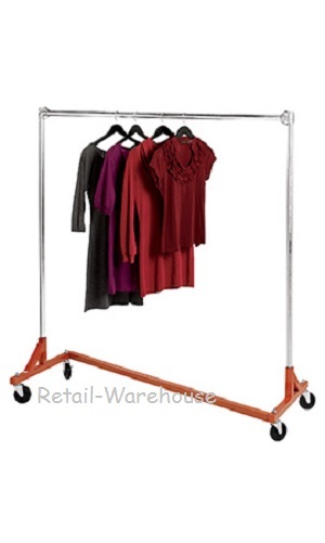 Clothing Garment Rack Z-Truck Rolling Single Rail OSHA Heavy Duty 300 Pounds