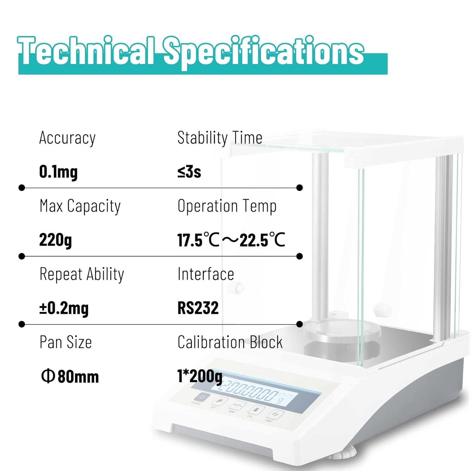 220gx0.0001g 0.1mg Digital Electronic Analytical Balance Precision Lab Scale New