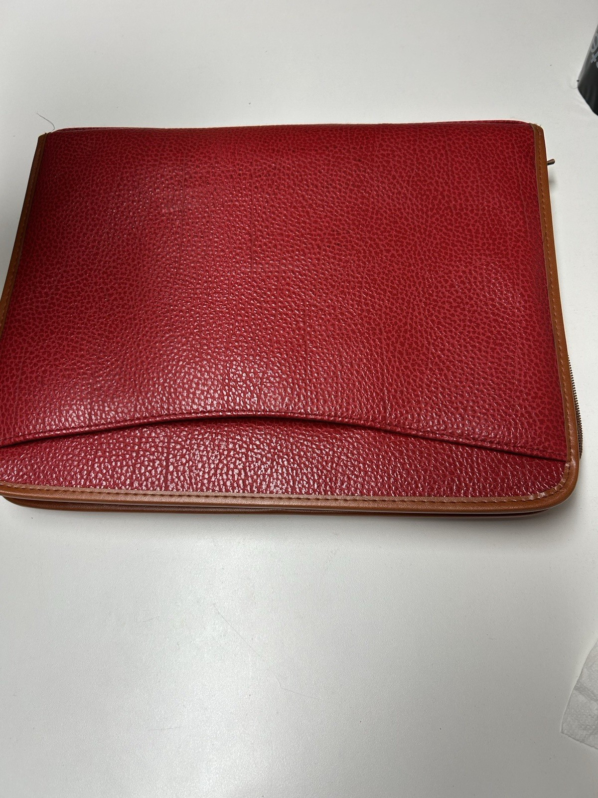 Vintage Planner Daily Use Ring Binder Organizer Zip Portfolio, Red/Brown