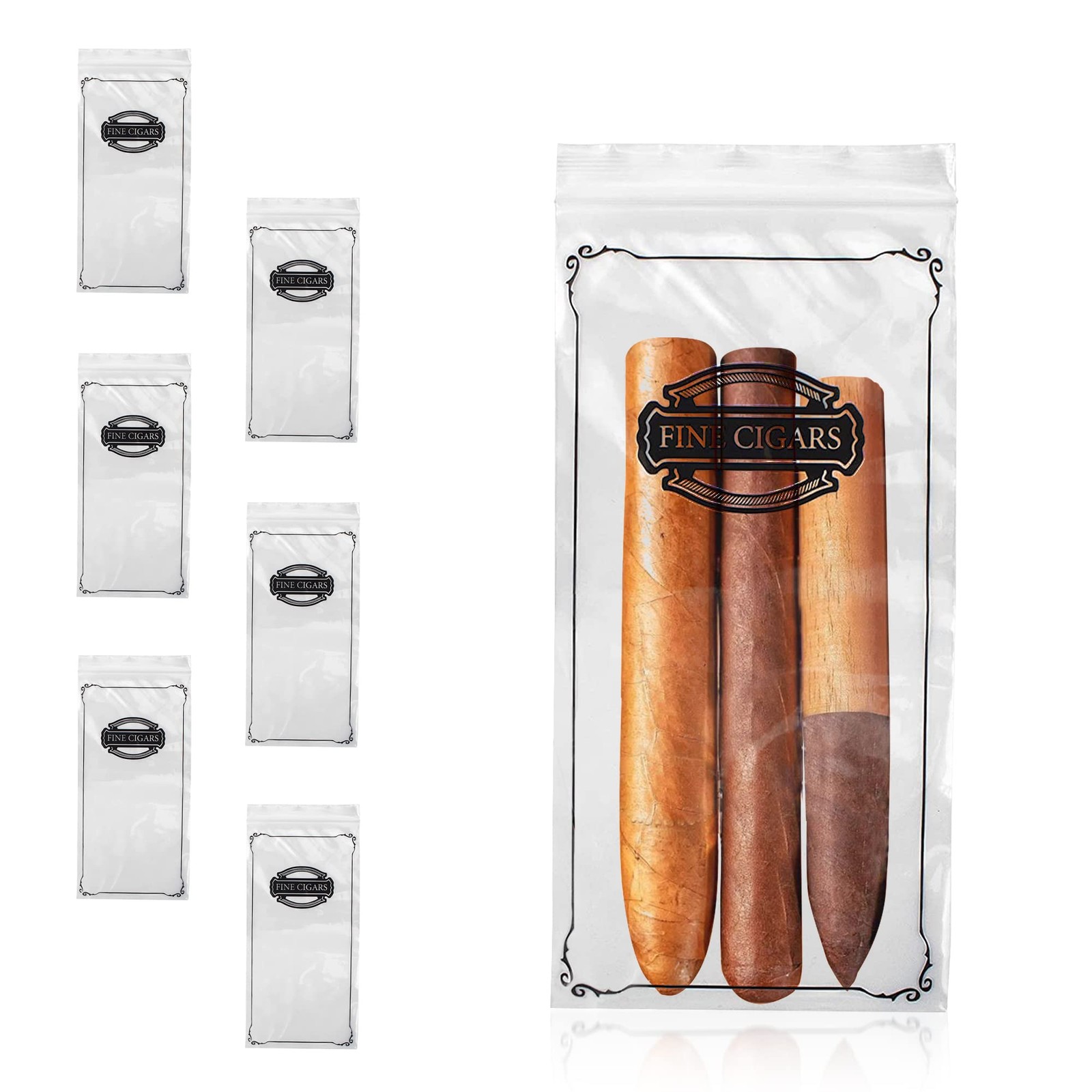PUREVACY Poly Zipper Cigar Bag, 4 x 8 Inches. Pack of 100 Clear Plastic Bags for