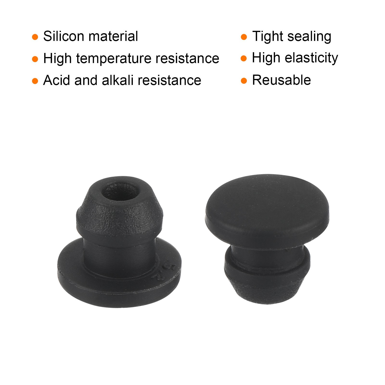 10Pcs Silicone Snap in Locking Hole Plugs Seal Cover Panel Round 5mm Black
