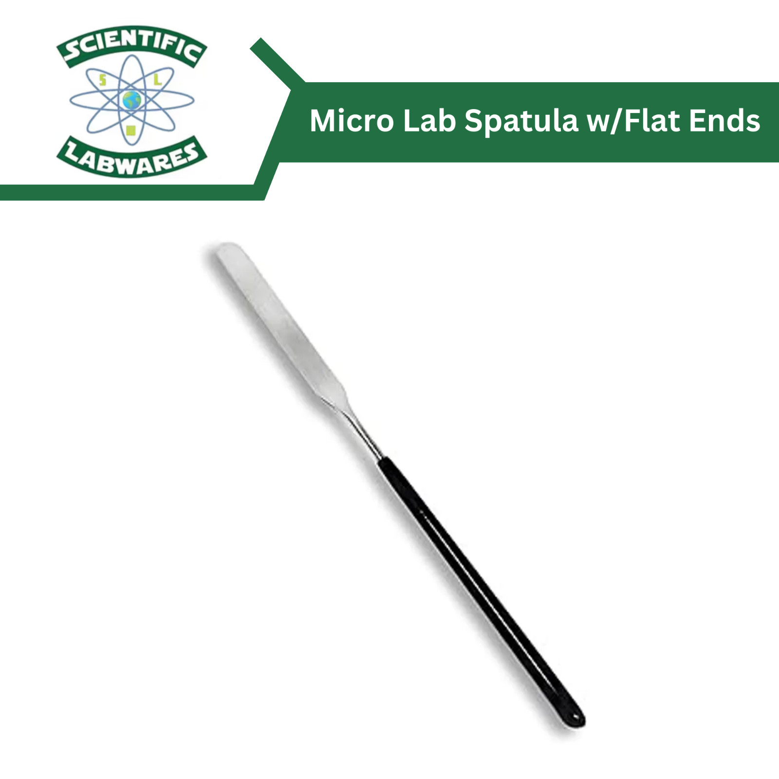 Scientific Labwares Micro Lab Spatula w/Flat Ends Stainless Steel Vinyl Handle
