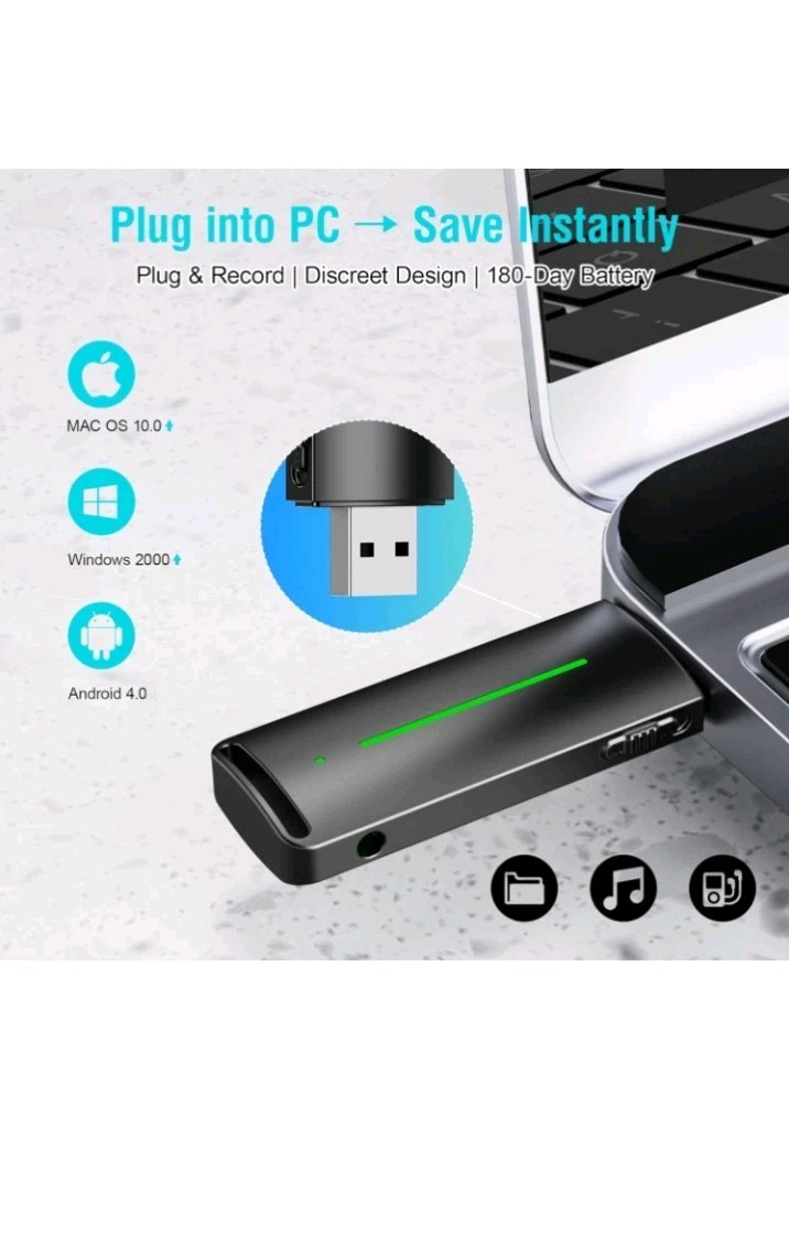 64GB Digital Voice Recorder, Voice Memo Device, USB Audio Note Taker Playback