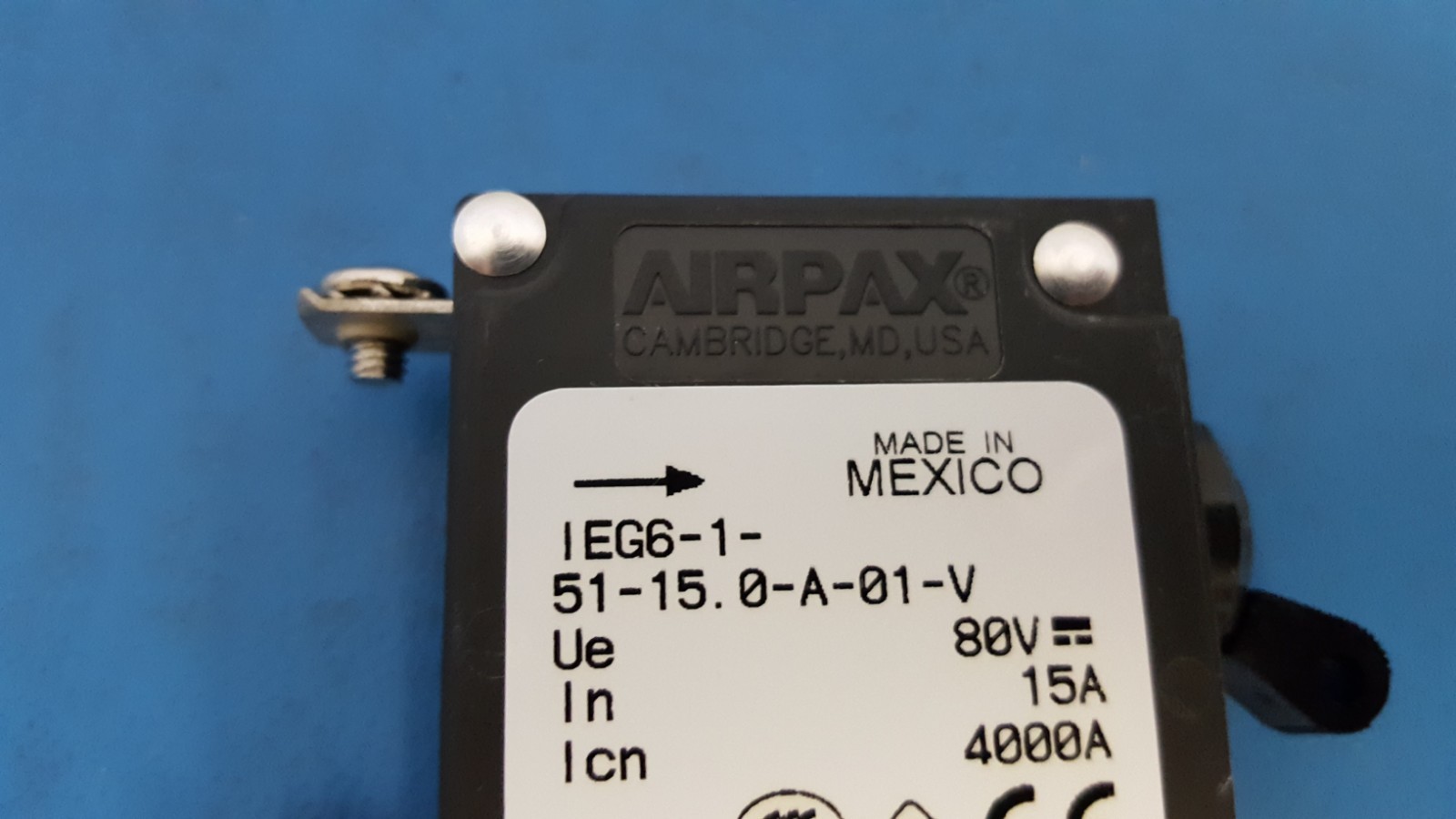 CIRCUIT BREAKER, 1 POLE 80VDC, 15A, AIRPAX IEG6-1-51-15.0-A-01-V
