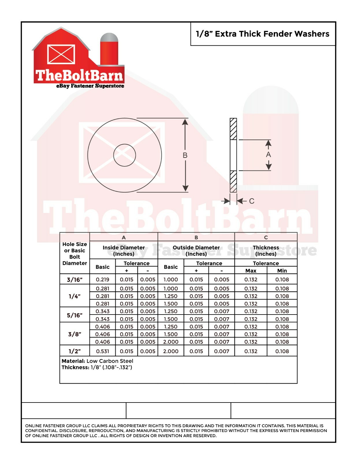 3/8″x1-1/4 Fender Washers 1/8″ Thick Low Carbon Steel Zinc (Pick Quantity)