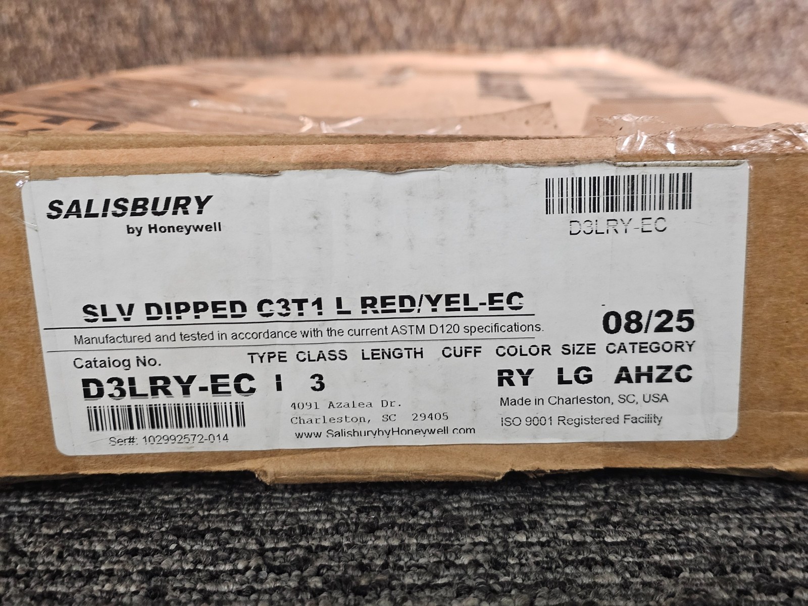 (QTY 1 PAIR)Salisbury Sleeve Dipped Class 3 Type I Red/Yellow Extra Curved Large
