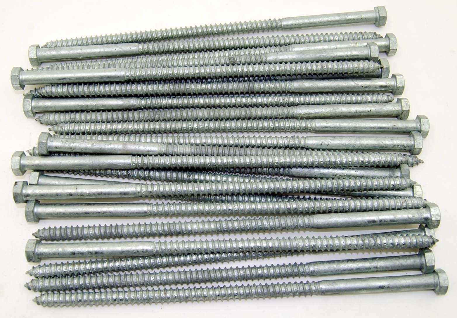 (25) Galvanized Hex Head 3/8 x 10″ Lag Bolts Wood Screws