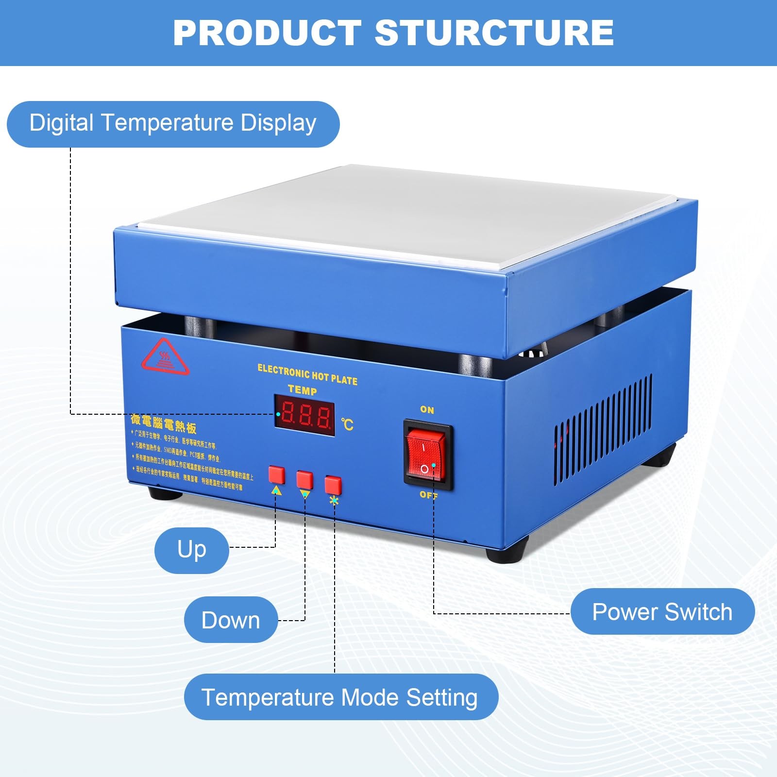 Upgraded 110v 850w Soldering Hot Plate Led Microcomputer Electric Preheat Solder