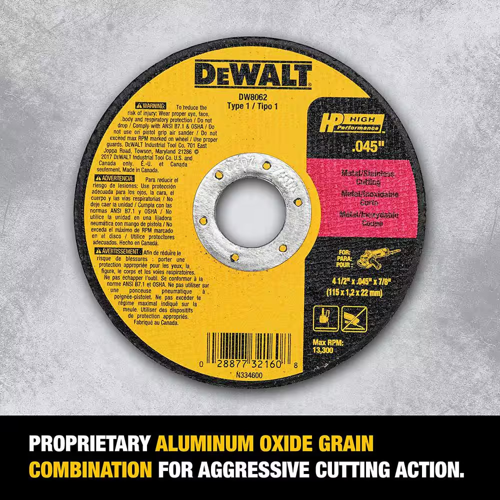 4-1/2 In. X 0.045 In. X 7/8 In. Metal and Stainless Cutting Wheel (5-Pack)
