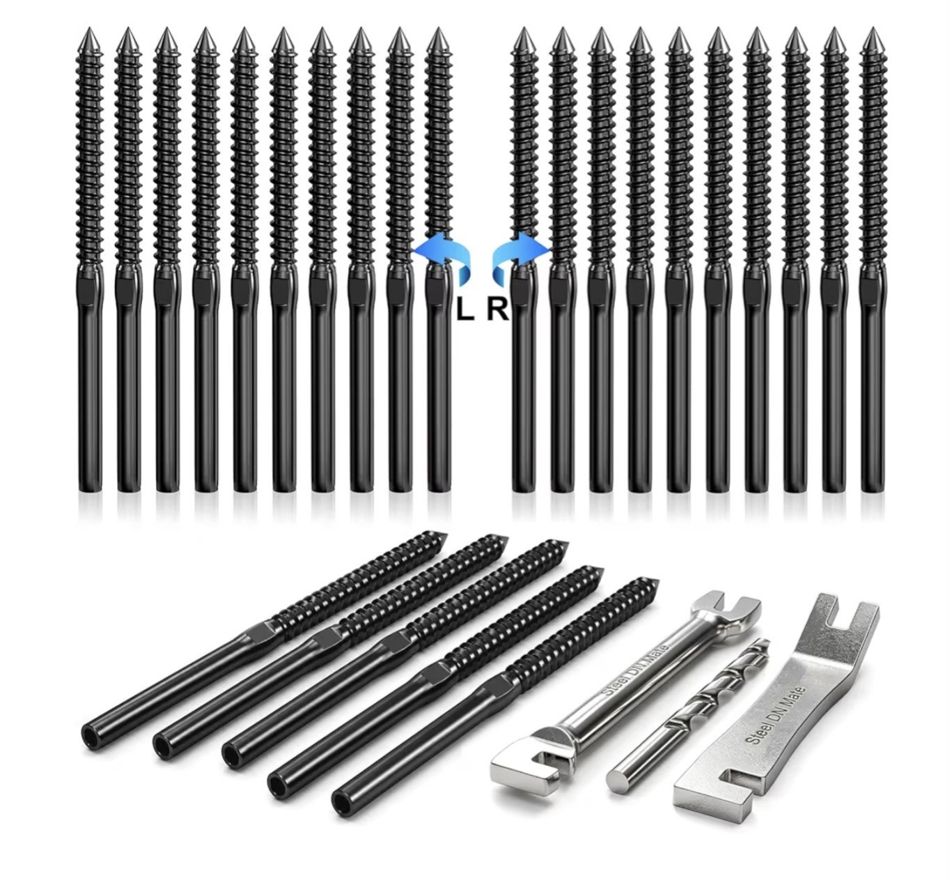 Steel DN Mate 200 Pack Black T316 Stainless Steel Left&Right Handed Thread Swage