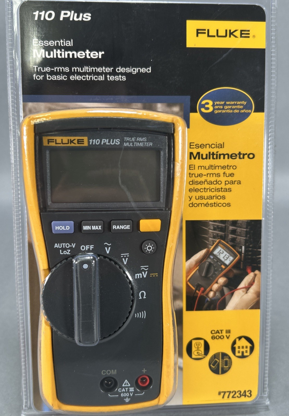 Fluke 110 Plus Electrical True-rms Dig Display Multimeter 10 Amp 600 V NEW