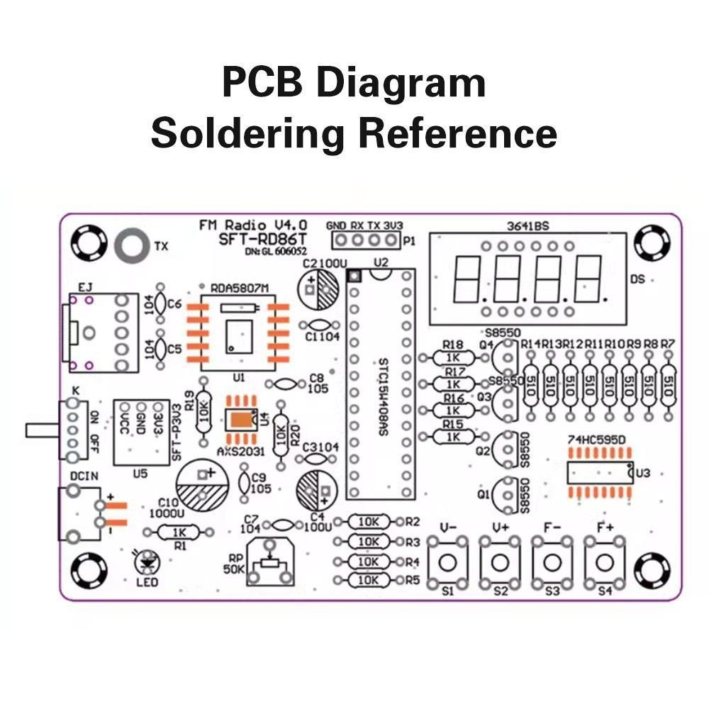 87.5-108MHz Digital FM Radio DIY Electronic Kits Soldering Practice Learning Kit